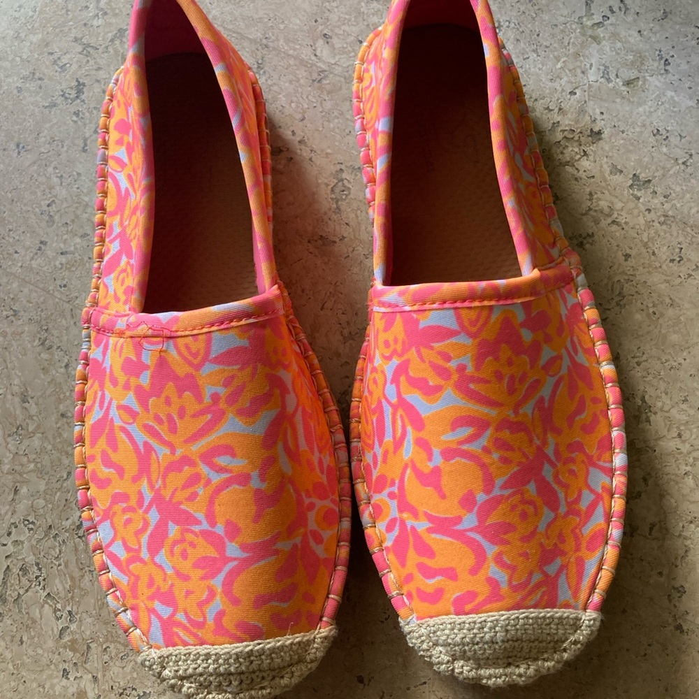 Women’s Pink & Orange Patterned Slip-On Espadrilles - Picture 2 of 4